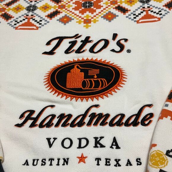 Tito’s Vodka Ugly Sweatshirt! Rare! Size XXL. White with orange quilt lime xmas - Picture 13 of 16